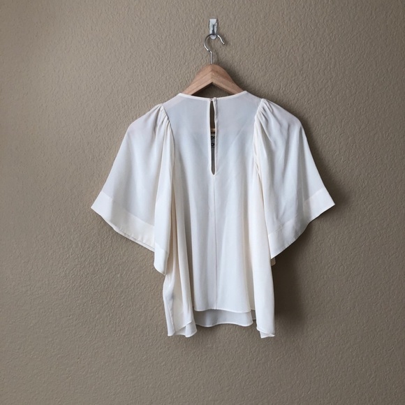 KATE SPADE Sequin Tassel Silk Top In Cream - Picture 6 of 7